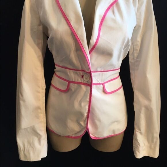 Lilly Pulitzer White & Pink Long Sleeve Janice Jacket Blazer New Size 6 - Picture 4 of 10